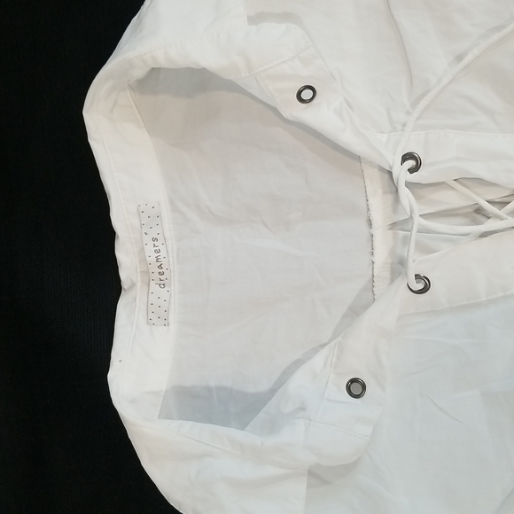 Dreamers White Laced Up Collared Long Sleeves  Dress. S - Picture 6 of 16